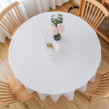 Runde Baumwoll-Leinen Tischdecke wasserabweisend 260 cm Weiß