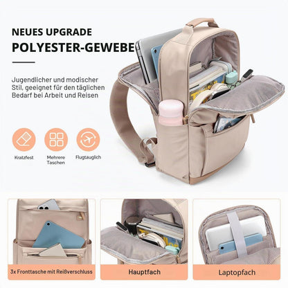 Laptop Rucksack Damen Wasserdicht 15.6 Zoll Schulrucksack Beige