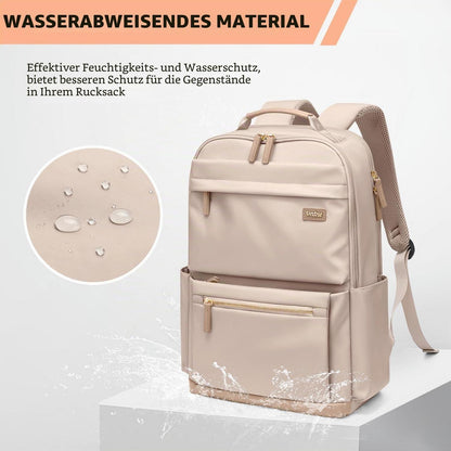 Laptop Rucksack Damen Wasserdicht 15.6 Zoll Schulrucksack Beige
