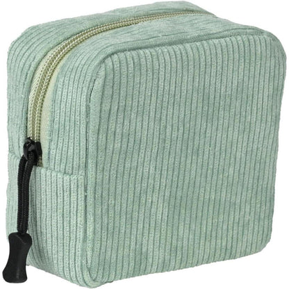 Cord Kosmetiktasche Set Damen Grün mit Aufhänger und Täschchen