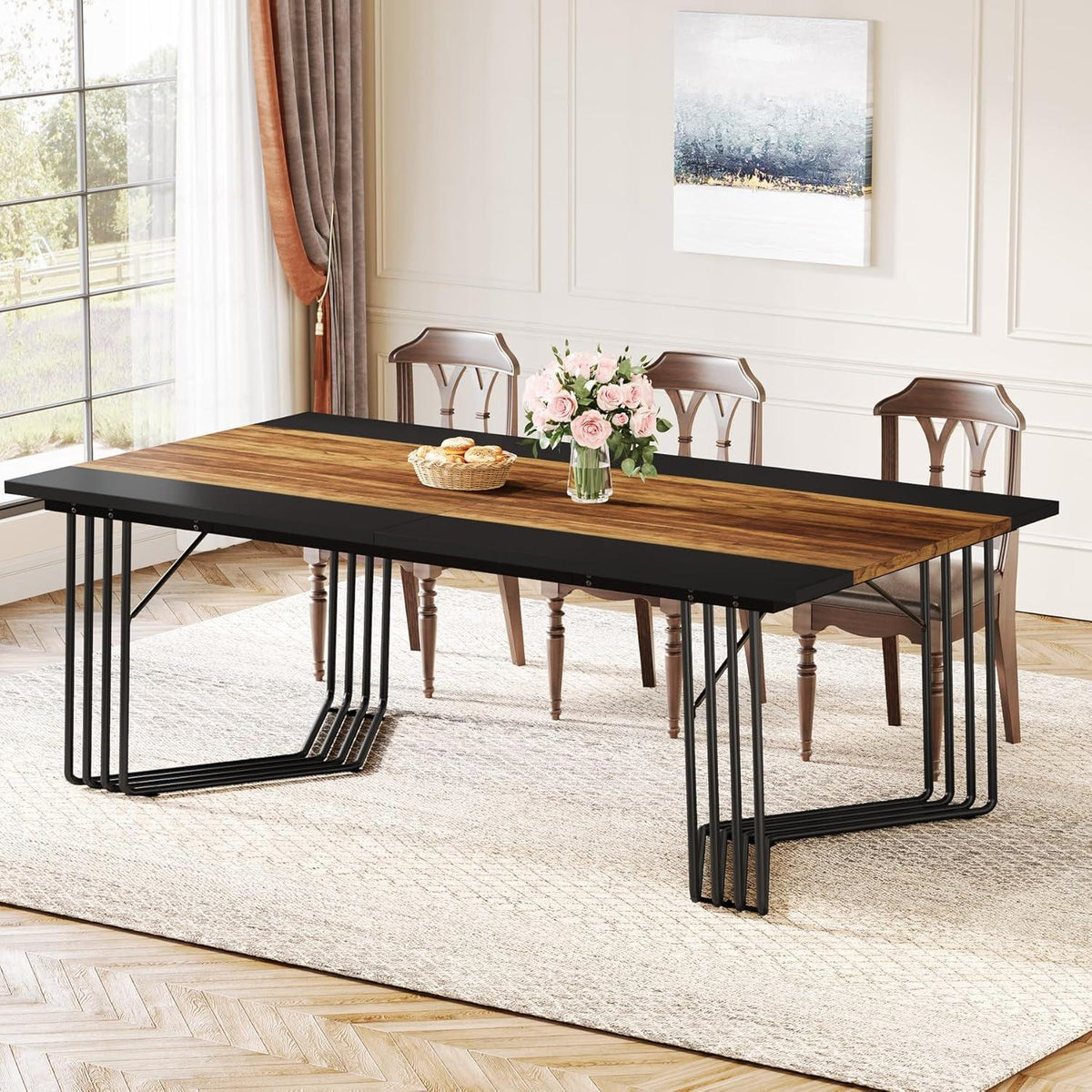 Rechteckiger Esstisch für 8-10 Personen | Industrieller Küchentisch 200cm