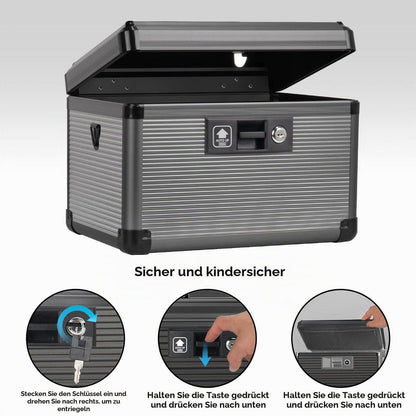 Abschließbare Medizinschrankbox mit Schlüssel – Schwarz