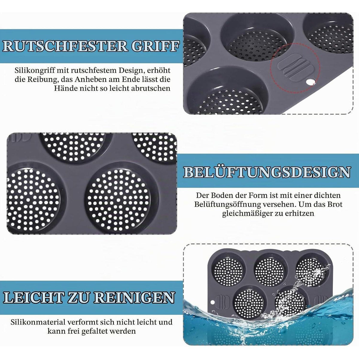 Silikon Backform für Burger Buns – 8 Kavitäten, Antihaft & Vielseitig