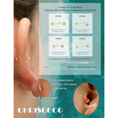 G23 Titan Labret Piercing mit CZ Stein | 3er Set