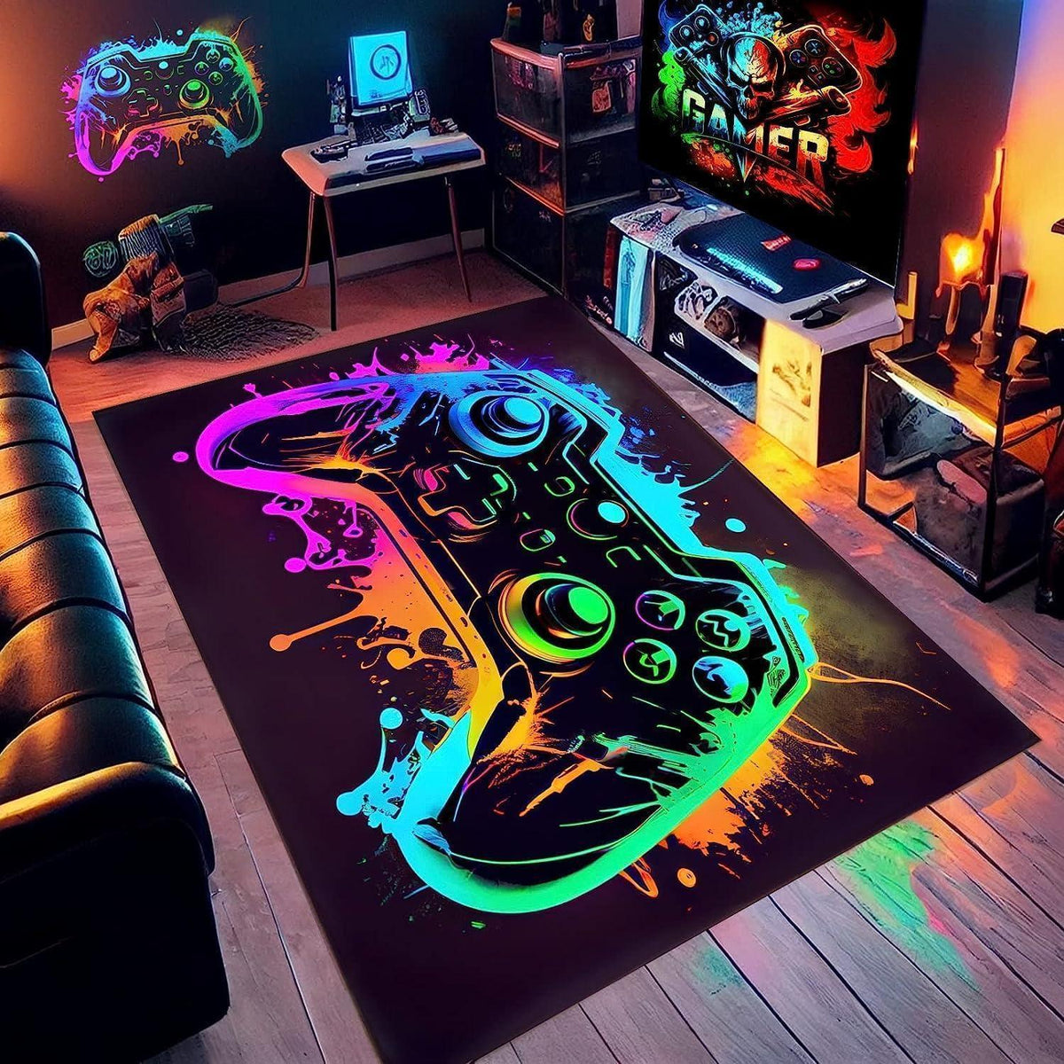 3D Gaming Teppich 140x180 cm - Rutschfest & Waschbar