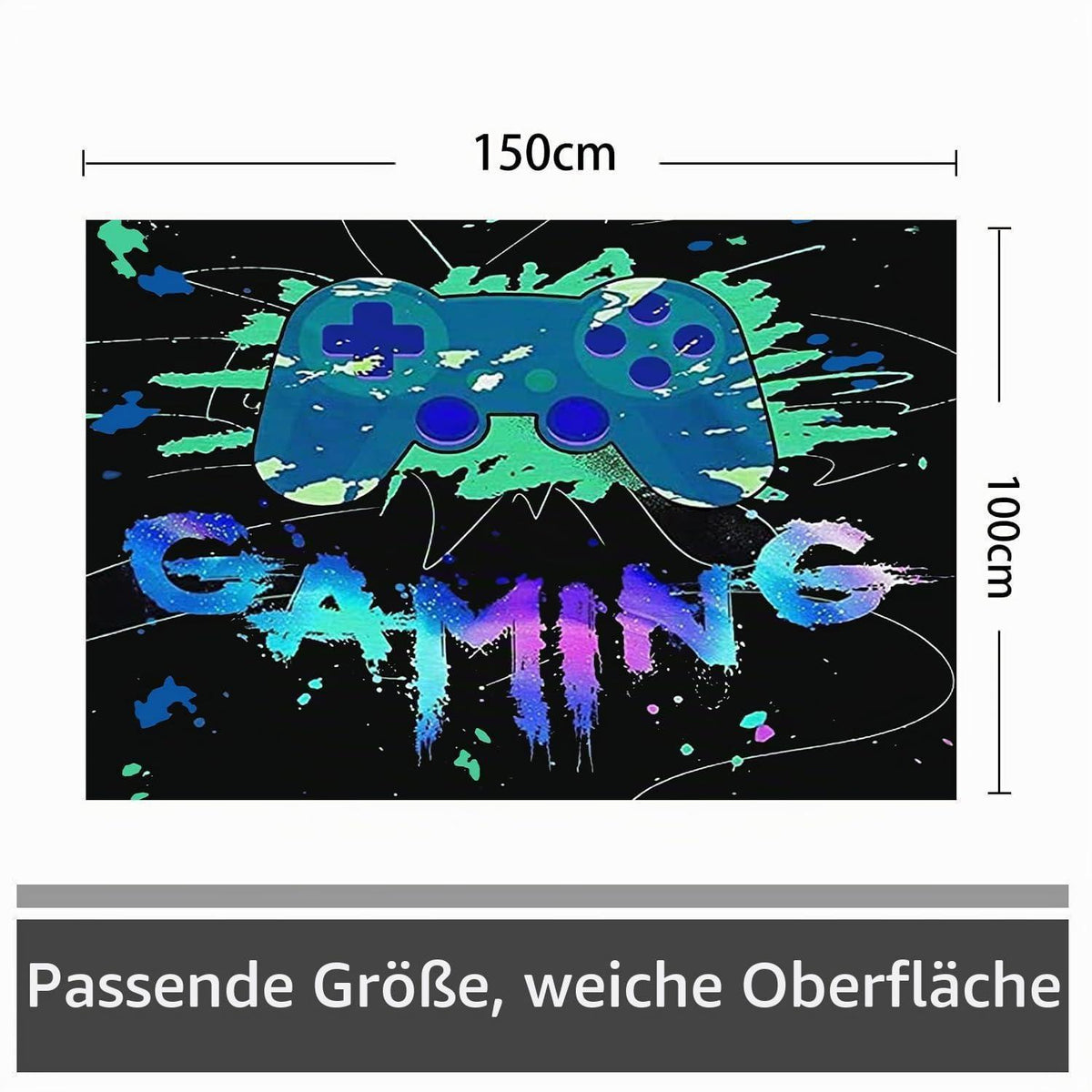 Gaming Teppich 100x150 cm – Rutschfest & Waschbar für Gamer Zimmer