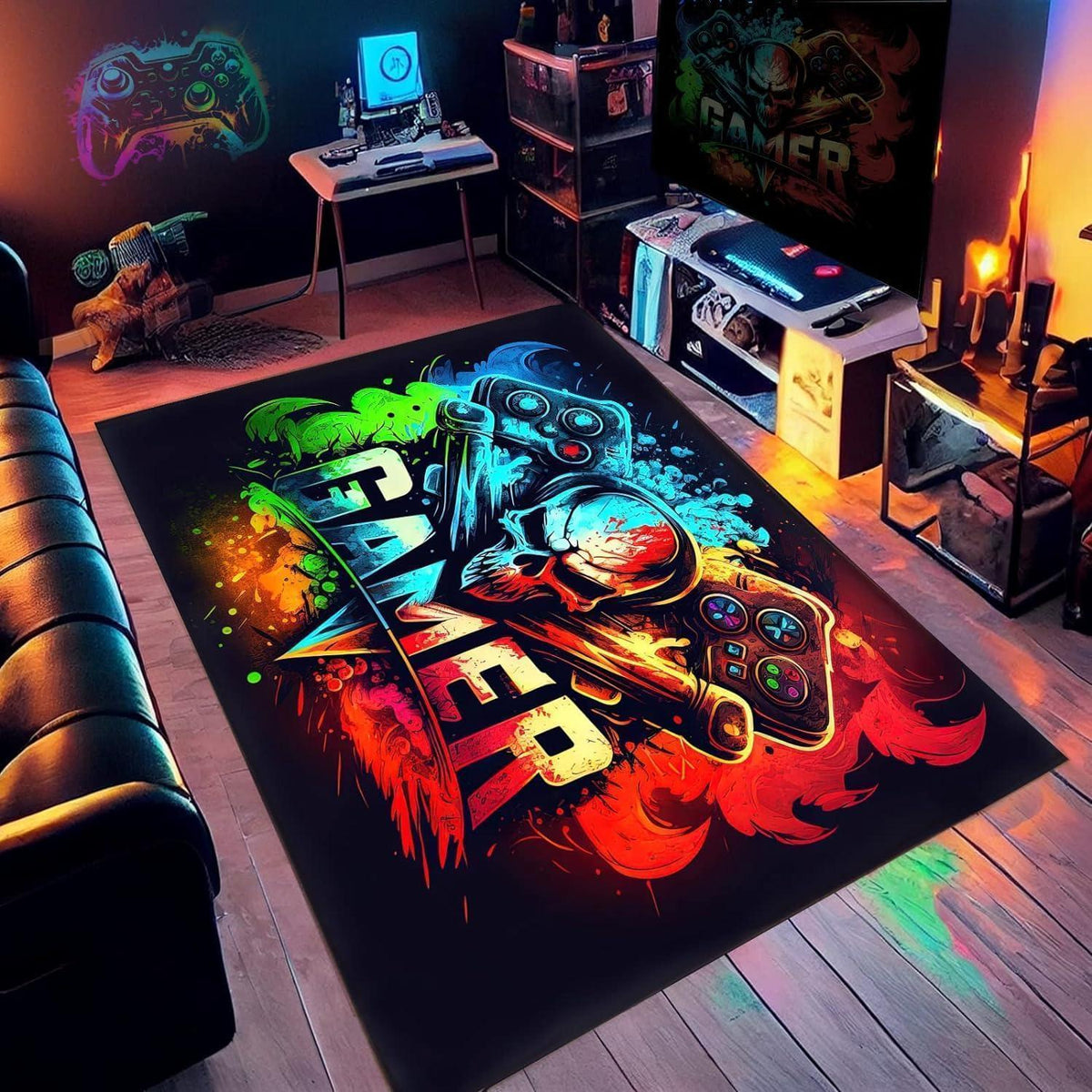 3D Gaming Teppich 120x160 cm - Rutschfest & Waschbar