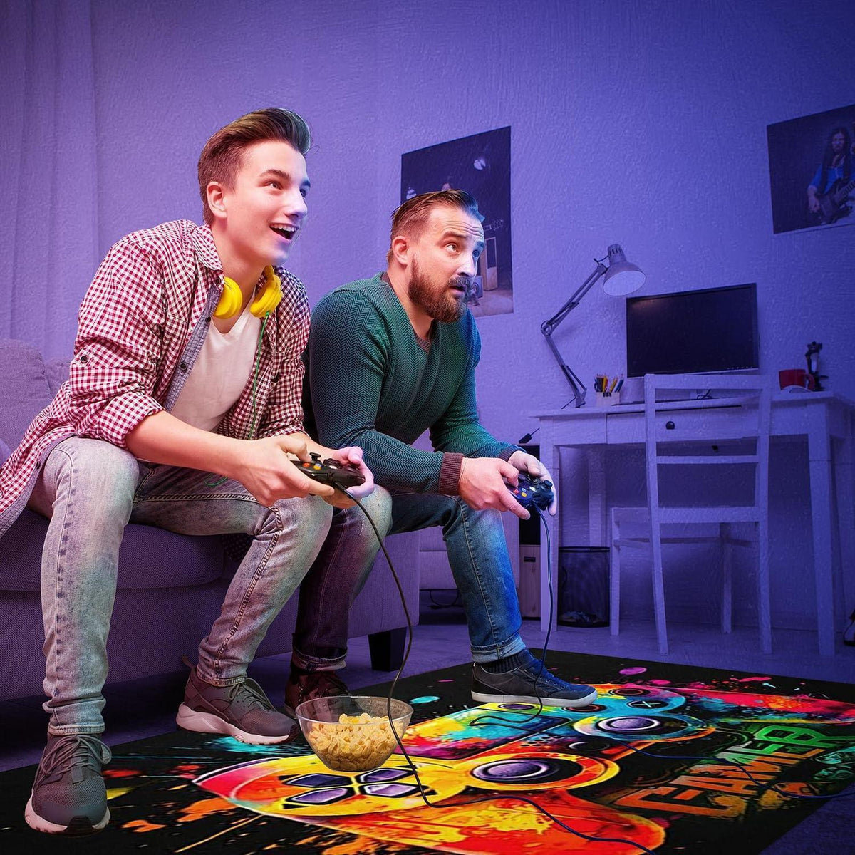 Gaming Teppich 100x150 cm - Rutschfest & Waschbar für Gamer Zimmer