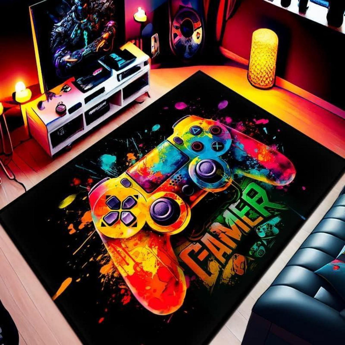 Gaming Teppich 100x150 cm - Rutschfest & Waschbar für Gamer Zimmer