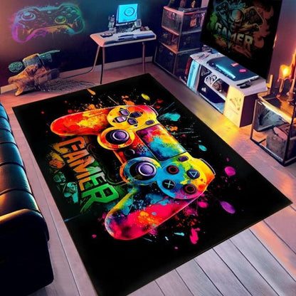 Gaming Teppich 160x200 cm - Rutschfest & Waschbar für Gamer Zimmer
