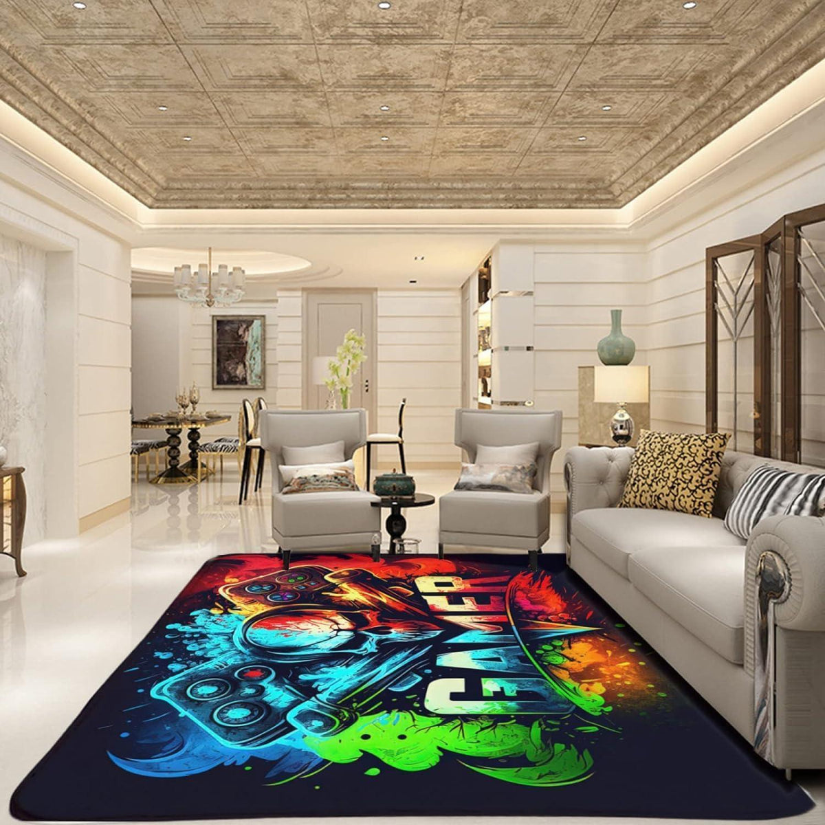 3D Gaming Teppich 160x200 cm - Rutschfest & Waschbar