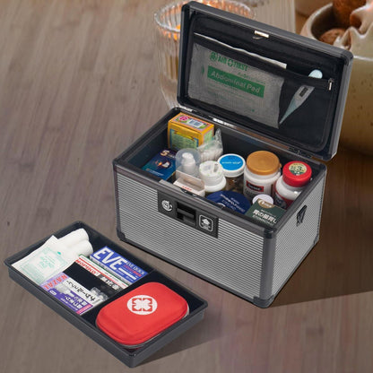 Medizin-Schlossbox aus Aluminium – Extra Groß & Schwarz