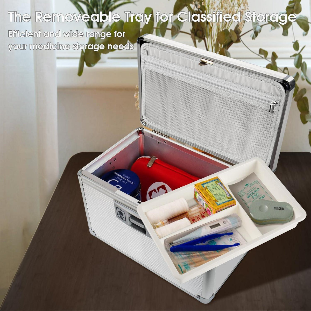 Medizin Schlossbox Silber – Tabletten Organizer mit Schlüssel
