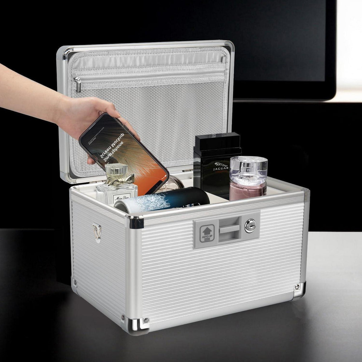 Abschließbare Medizinschrankbox aus Aluminium mit Schlüssel