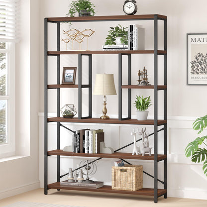 6-Ebenen Bücherregal Industrie Design 180cm Walnuss