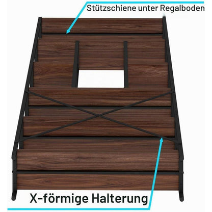 6-Ebenen Bücherregal Industrie Design 180cm Walnuss