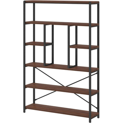 6-Ebenen Bücherregal Industrie Design 180cm Walnuss