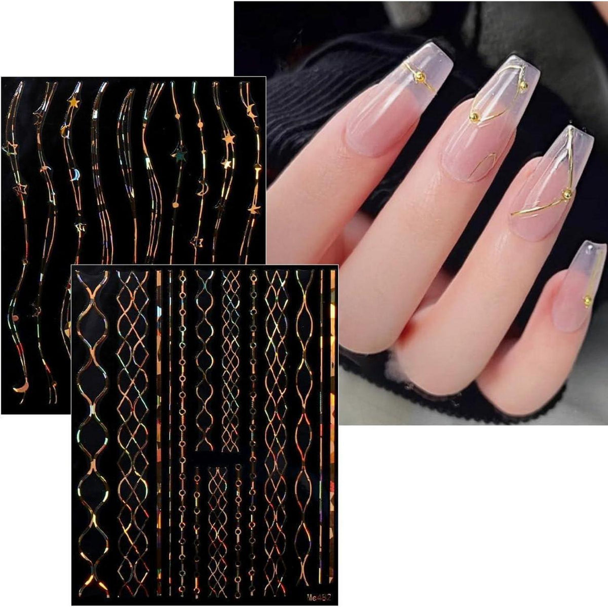 Marmor Nagelsticker Gold 9 Blatt - Nail Art Aufkleber
