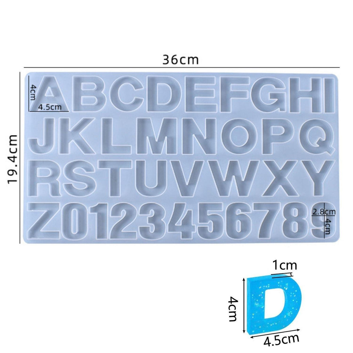 Silikonform Buchstaben & Zahlen für Harzgießen DIY Basteln