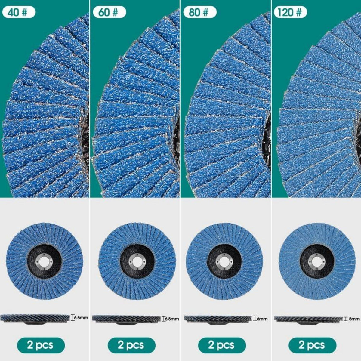 Fächerscheiben Set 8tlg. Ø 76mm Korn 40-120 für Metall & Holz