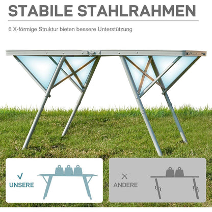 Faltbarer Campingtisch XL 120x60cm, höhenverstellbar, bis 60kg
