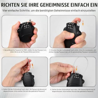 Kabelschloss 75cm Stahlseil Zahlenschloss Gepäckschloss Schwarz