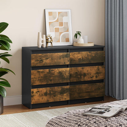 Holzkommode Schlafzimmer 6 Schubladen | Modernes Sideboard 100x30x70cm