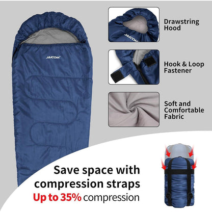 Ultraleichter Mumienschlafsack 4 Jahreszeiten, 1600g, Blau