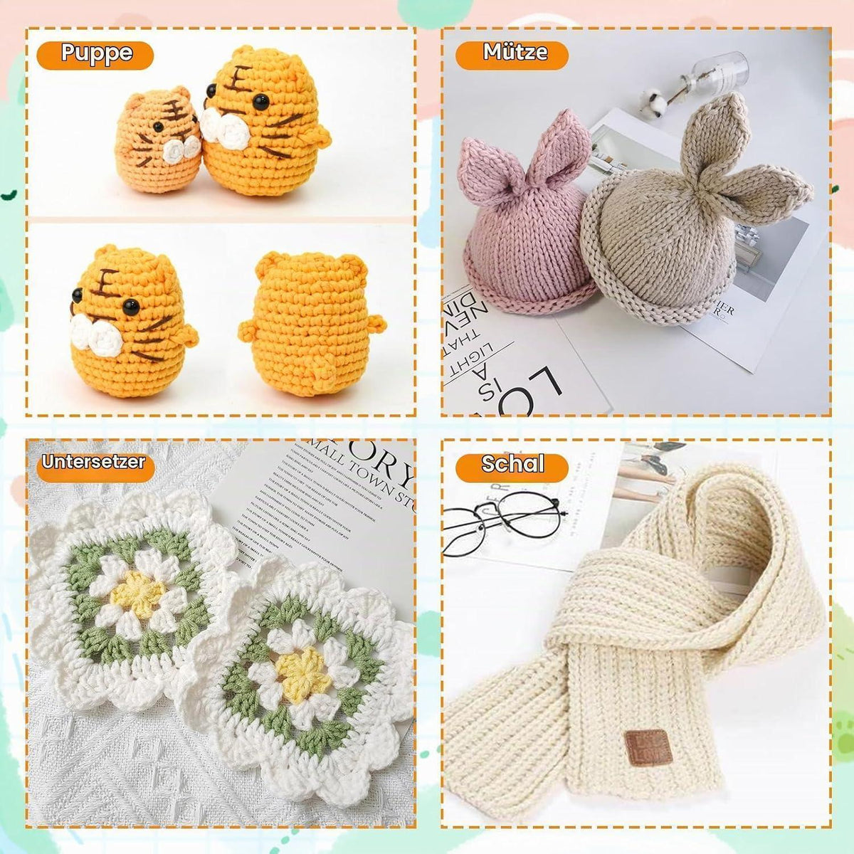 Strickset für Anfänger mit Häkelgarn und Nadeln