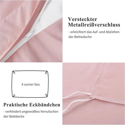 Bettwäsche-Set 220x240cm 3-teilig Mikrofaser Rosa
