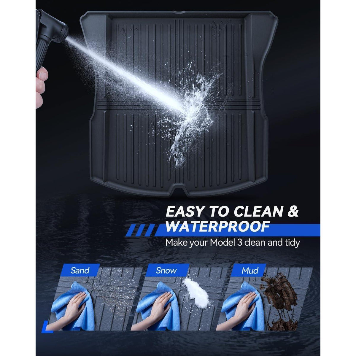 Kofferraummatte Tesla Model 3 2024-2026 – Allwetter & Rutschfest