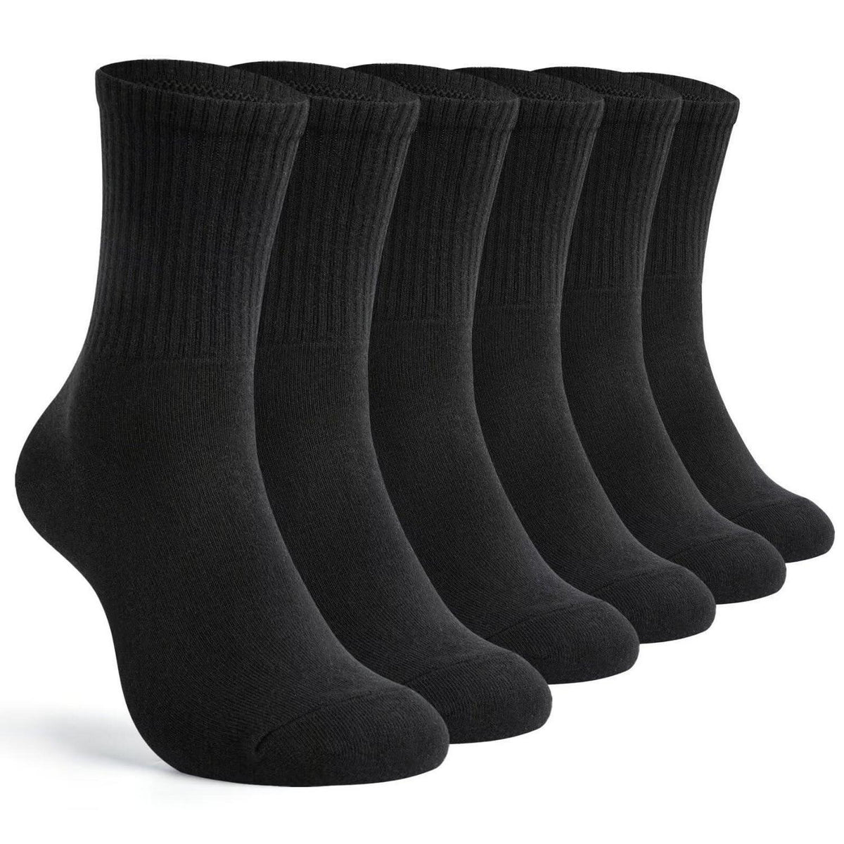 Tennissocken 6/12 Paar – Baumwoll-Frottee Socken Schwarz 43-46