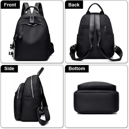 Damen Rucksack Klein Wasserdicht Nylon Reise Daypack Schwarz