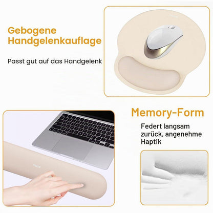 Handballenauflage Mauspad & Tastatur Set Aprikose Memory Foam