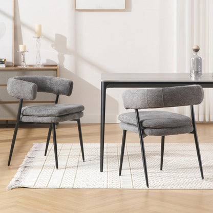 Chenille Esszimmerstühle 2er Set Grau – Modern & Bequem