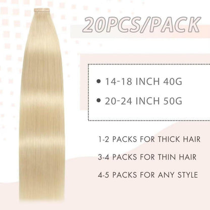 Echthaar Tape Extensions Hellblond 50cm (20 Stück)