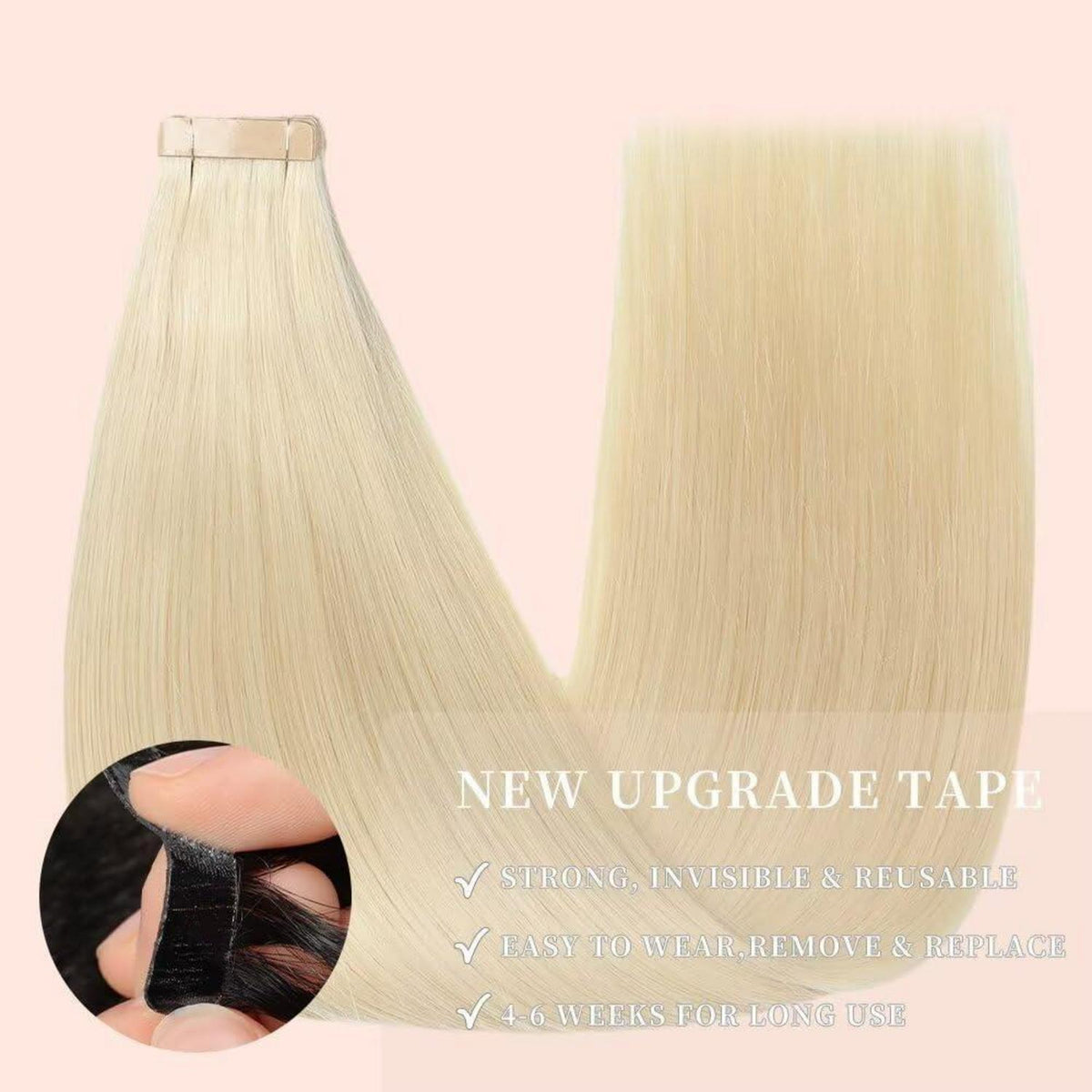 Echthaar Tape Extensions Hellblond 55cm (22 Zoll)