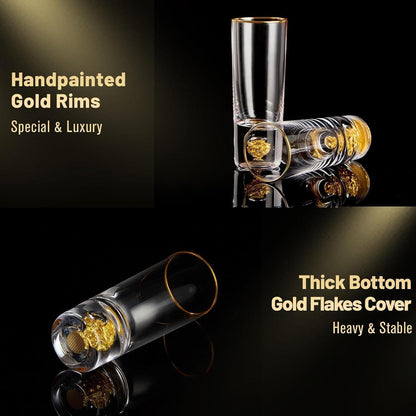 Kristall Schnapsgläser mit 24K Blattgold - 6er Set