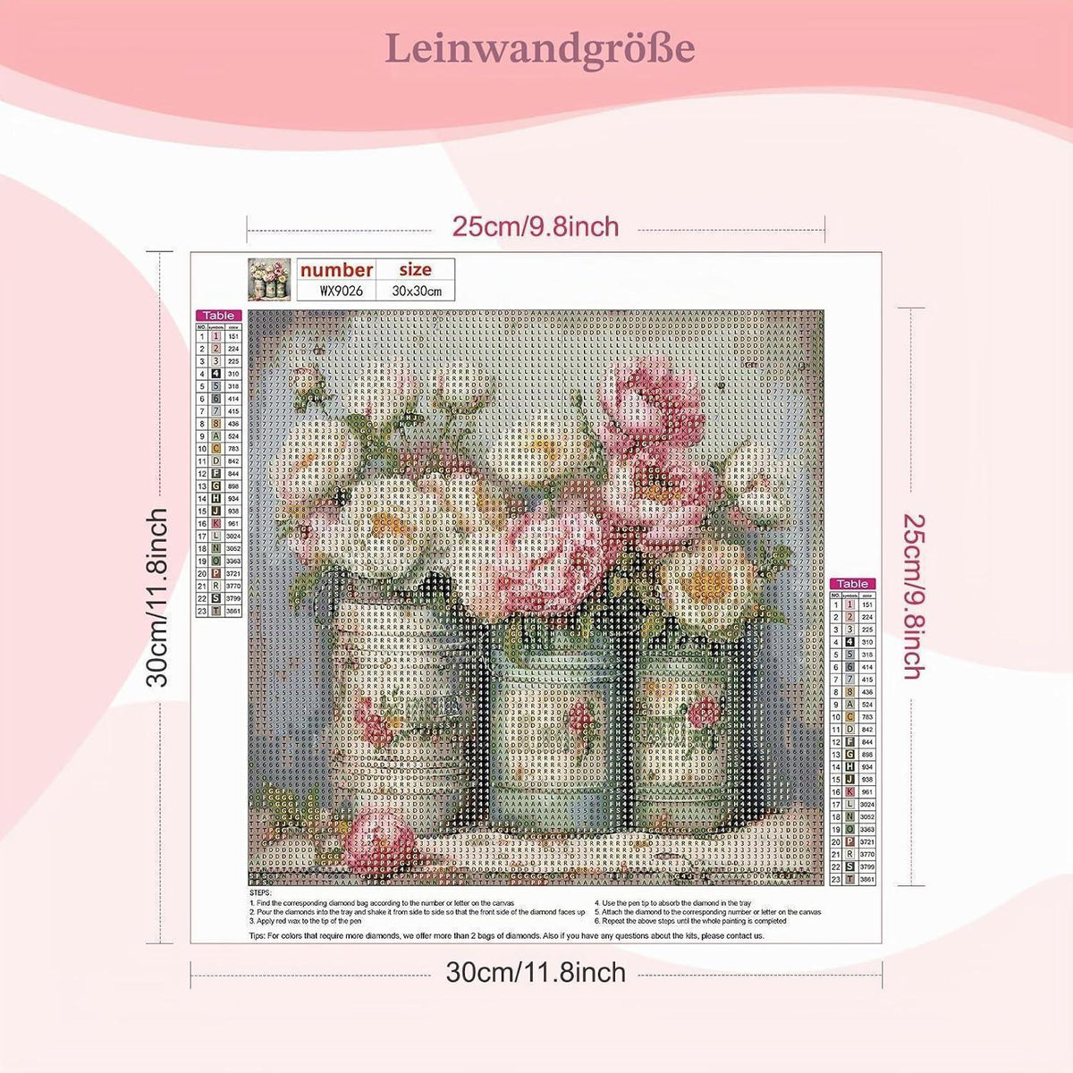 5D Diamant Painting Blumen Bild Set für Erwachsene & Kinder
