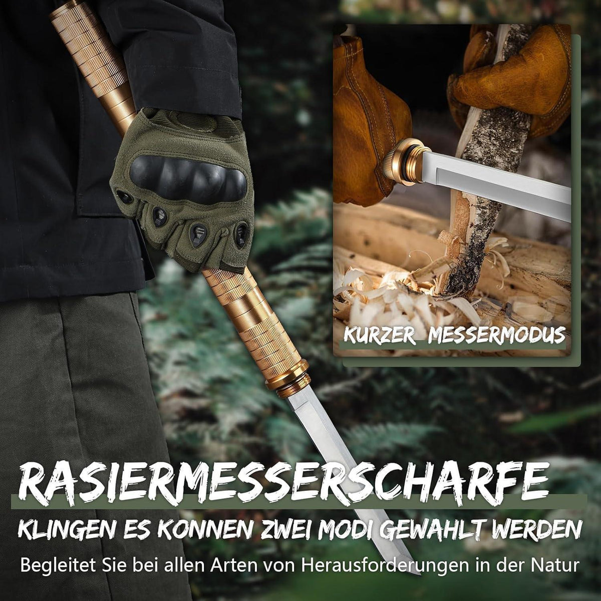 5-in-1 Survival Messer mit Tanto Klinge & Pfeife