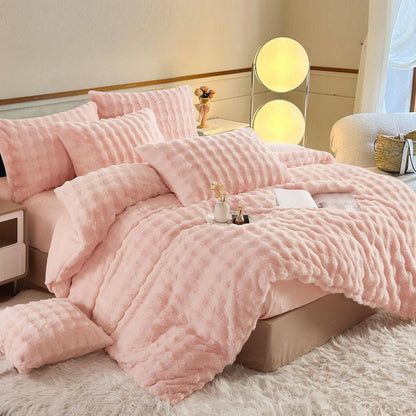 Plüsch Bettwäsche Set Rosa 200x220 cm - Winterwarm & Kuschelig