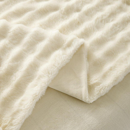 Plüsch Bettwäsche 135x200 Creme Weiß - Winterwarm & Kuschelig