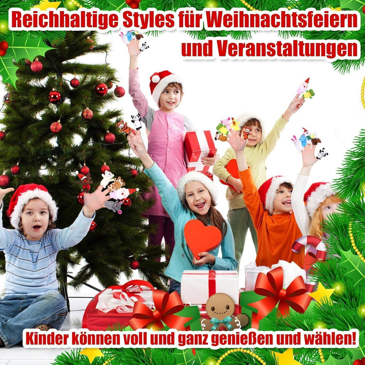 Adventskalender Kinder mit 24 Tier-Fingerpuppen für Weihnachten