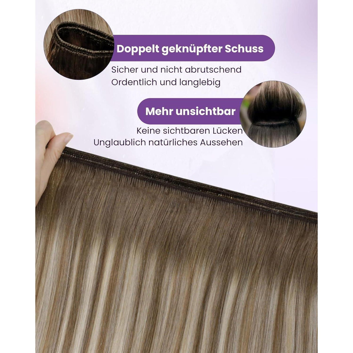 Echthaar Tressen Braun Balayage Blond 40cm 100g