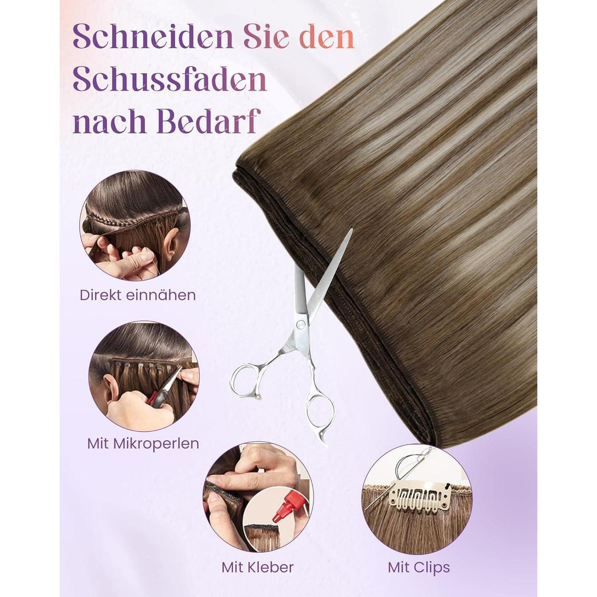 Echthaar Tressen Braun Balayage Blond 40cm 100g