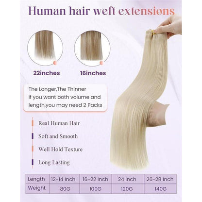 Blond Echthaar Tressen zum Einnähen - Remy Extensions 45cm