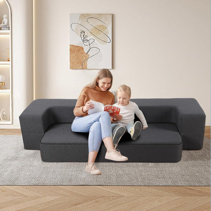 Modernes Klappsofa mit Memory-Schaum & Schlaffunktion – Dunkelgrau