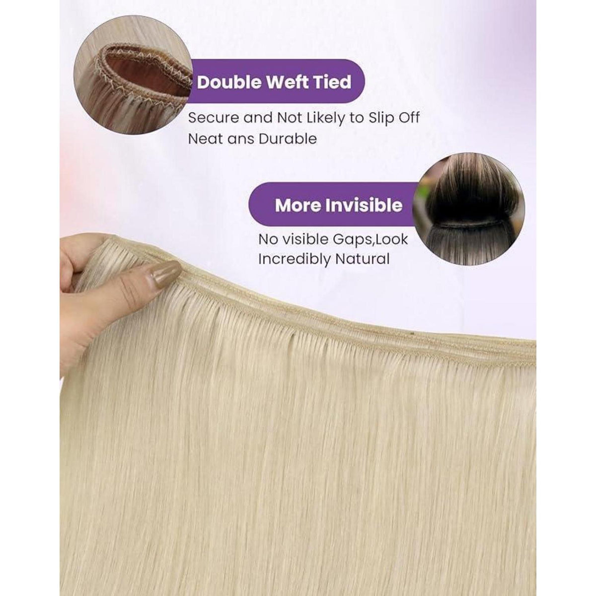 Blond Remy Echthaar Tressen zum Einnähen - 50cm, 100g