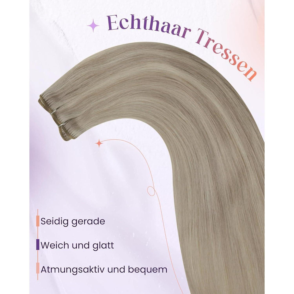 Echthaar Tressen Blond Einnähen Remy 35cm #P18/613