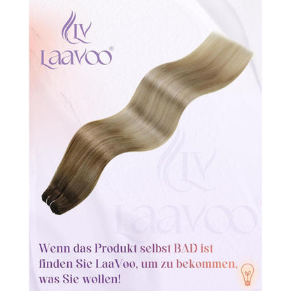 Echthaar Tressen Balayage Braun Ombre Aschblond 40cm